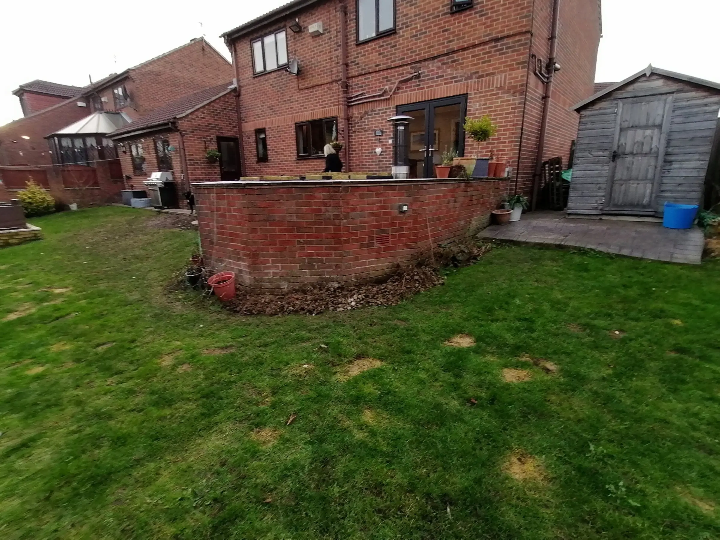 Cantley garden redesigned with gabion walls and large patio