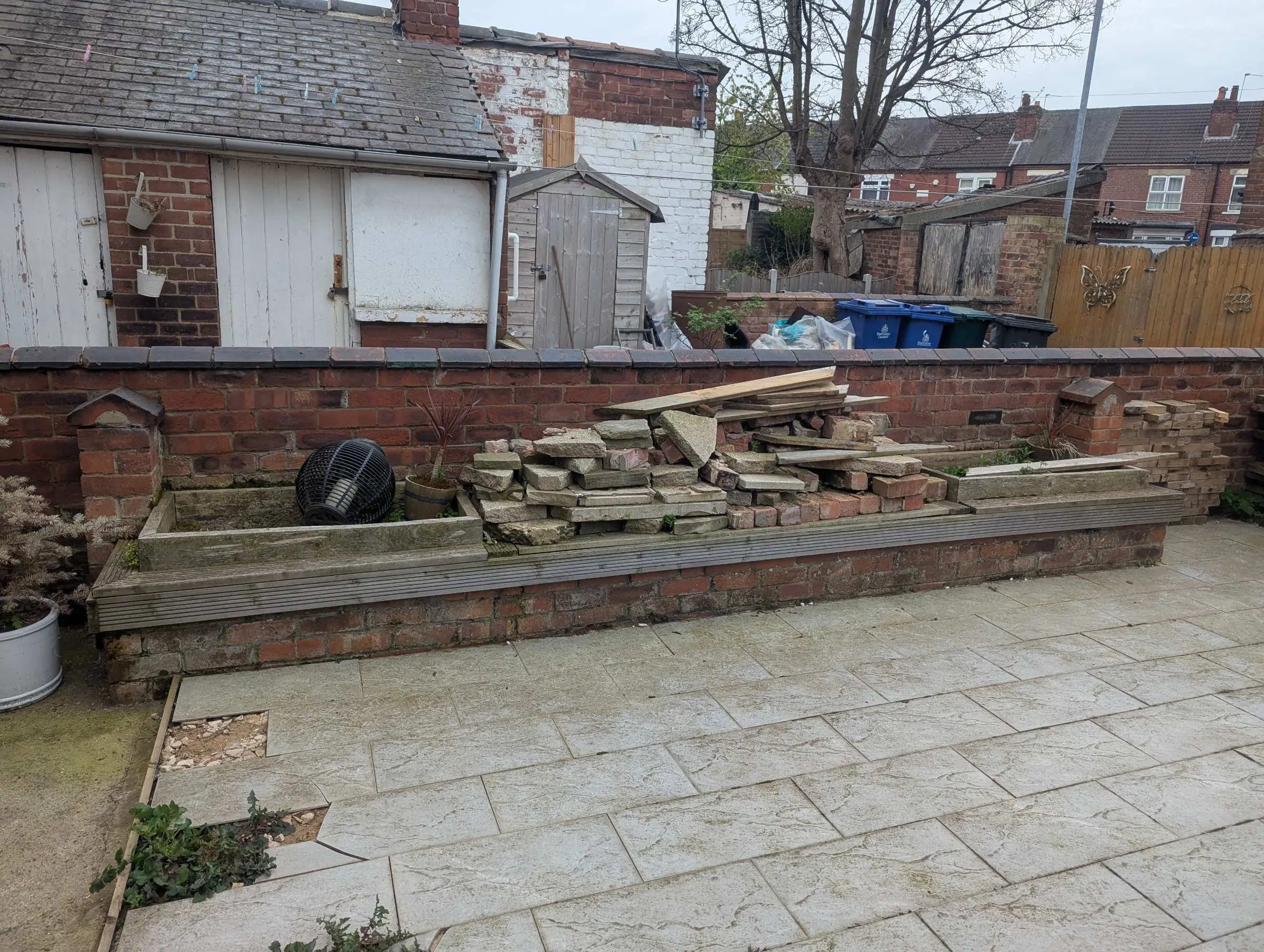 Another angle of the old planters