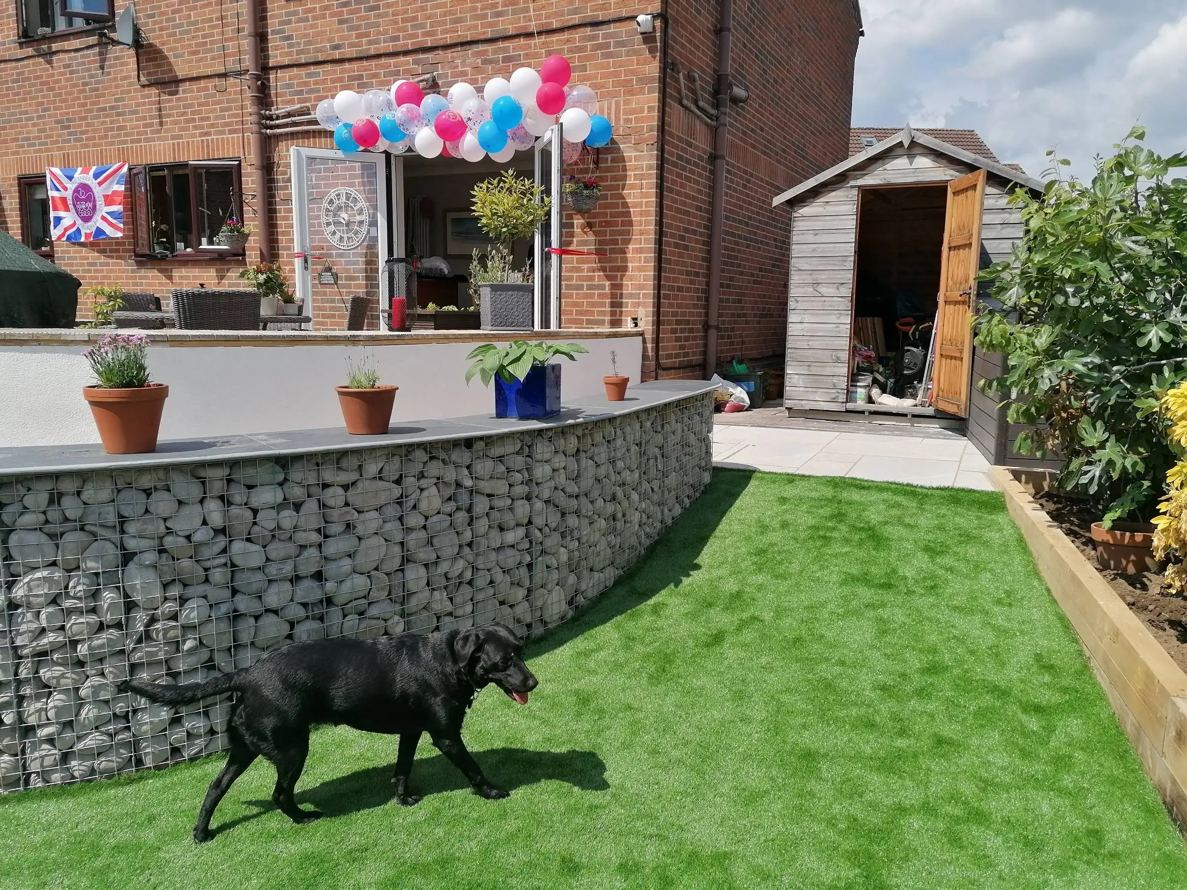 Cantley garden redesigned with gabion walls and large patio