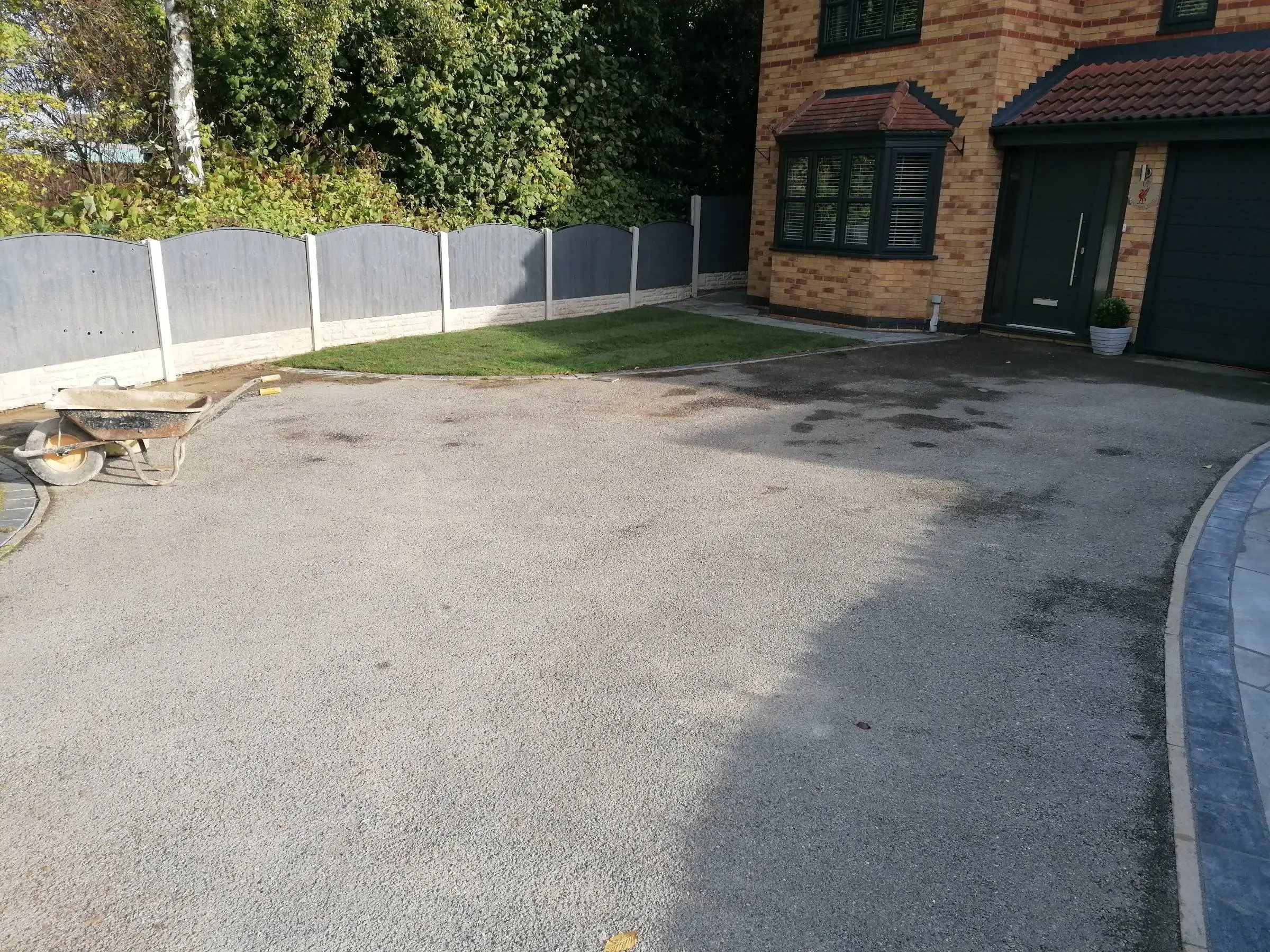 Front garden pathway, lawn, and driveway renewal