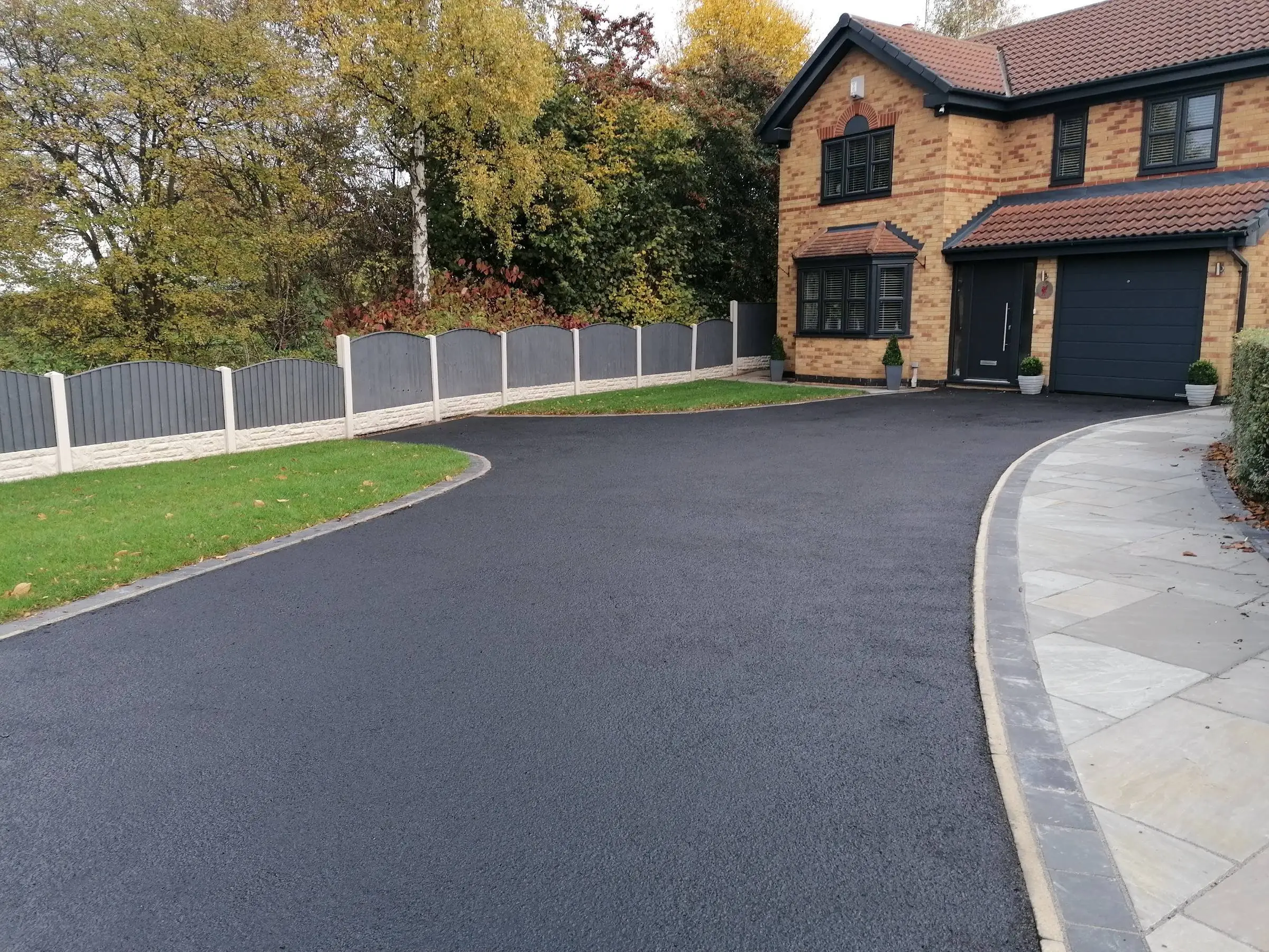 Front garden pathway, lawn, and driveway renewal
