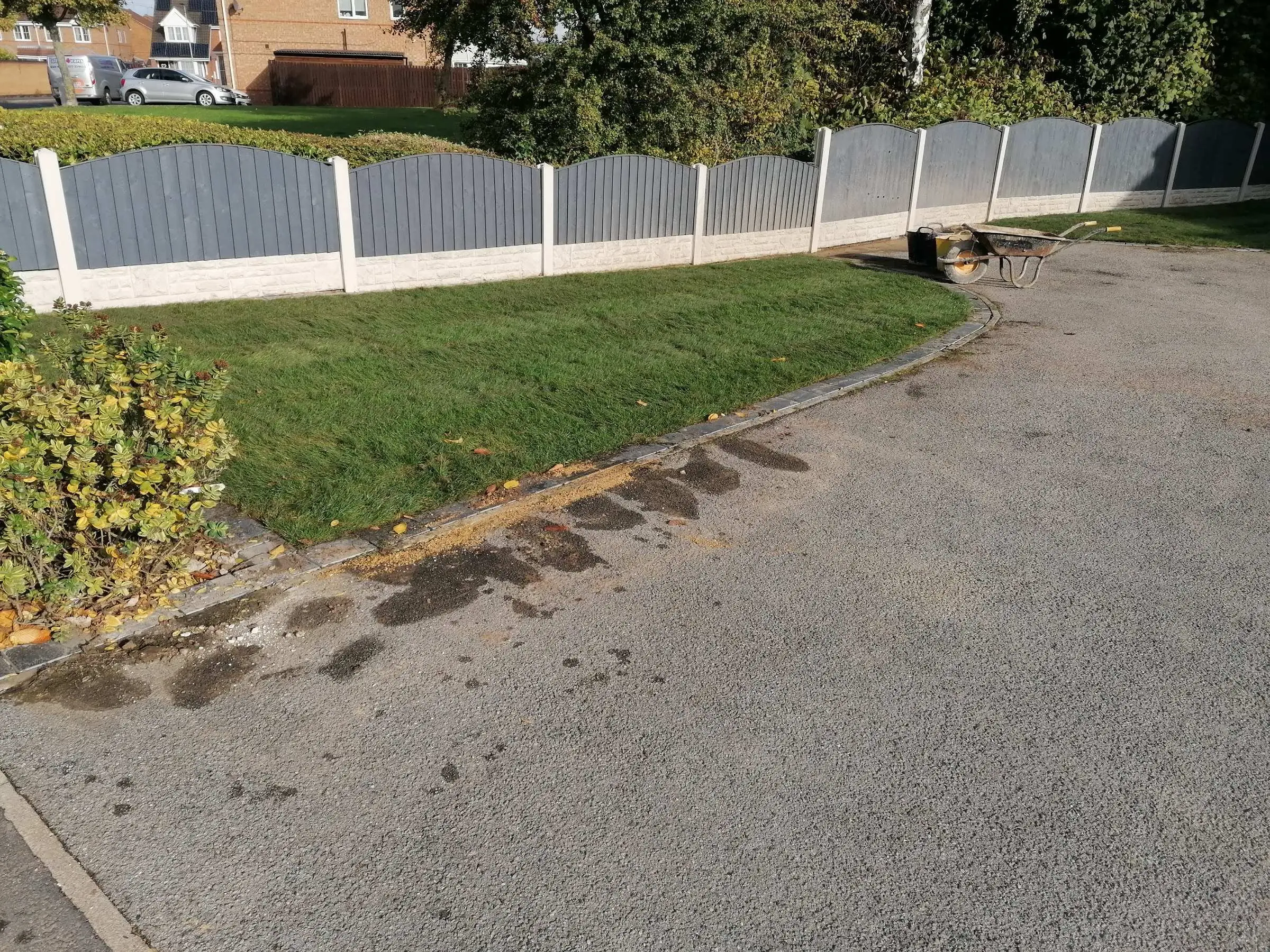 Front garden pathway, lawn, and driveway renewal
