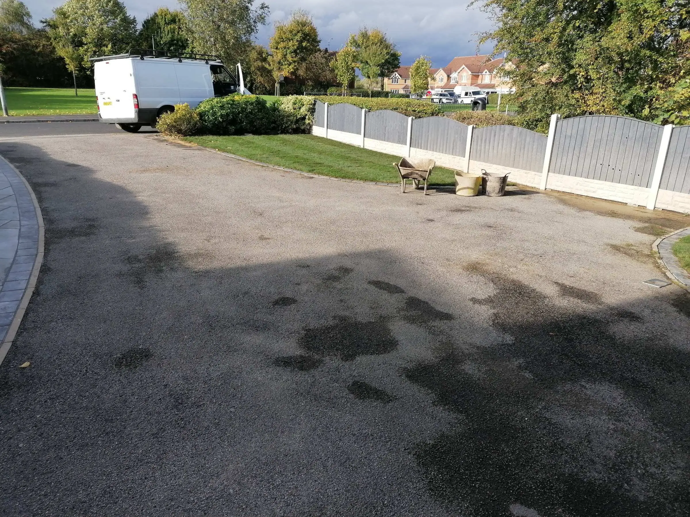 Front garden pathway, lawn, and driveway renewal