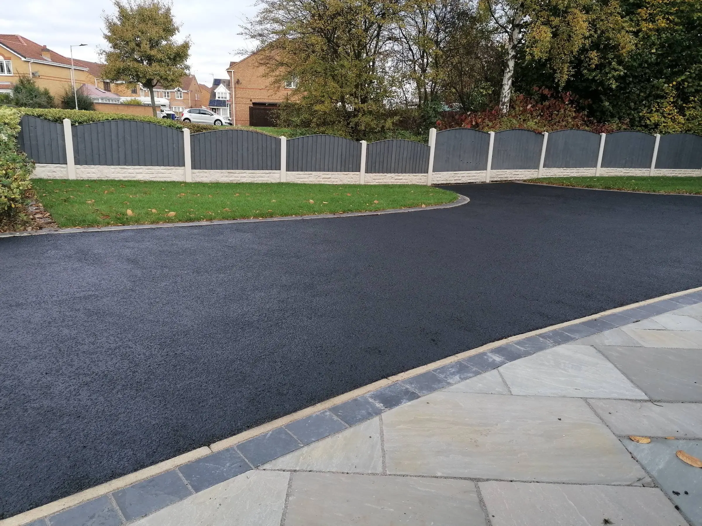 Front garden pathway, lawn, and driveway renewal