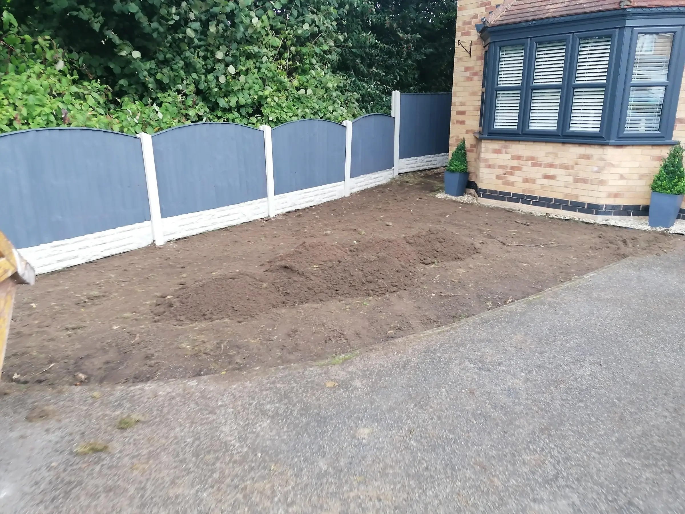 Front garden pathway, lawn, and driveway renewal