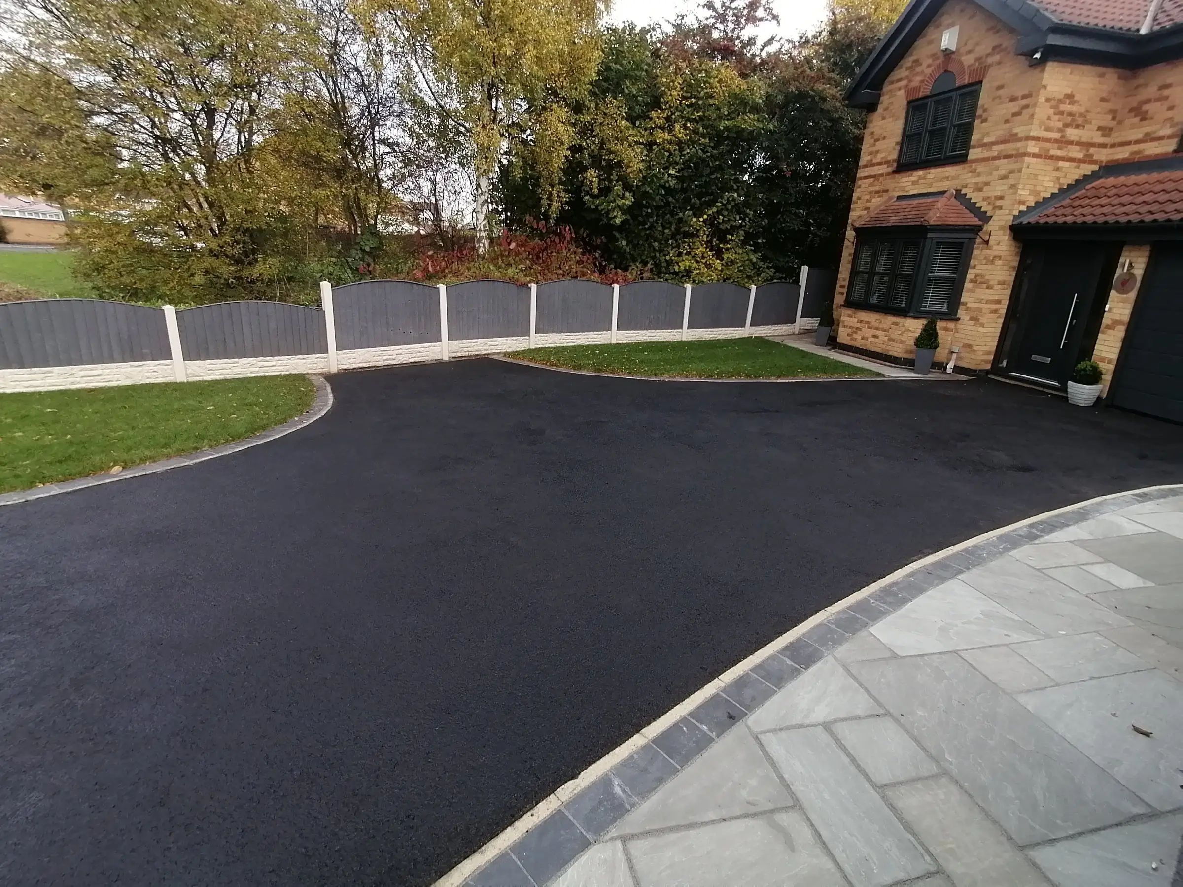 Front garden pathway, lawn, and driveway renewal