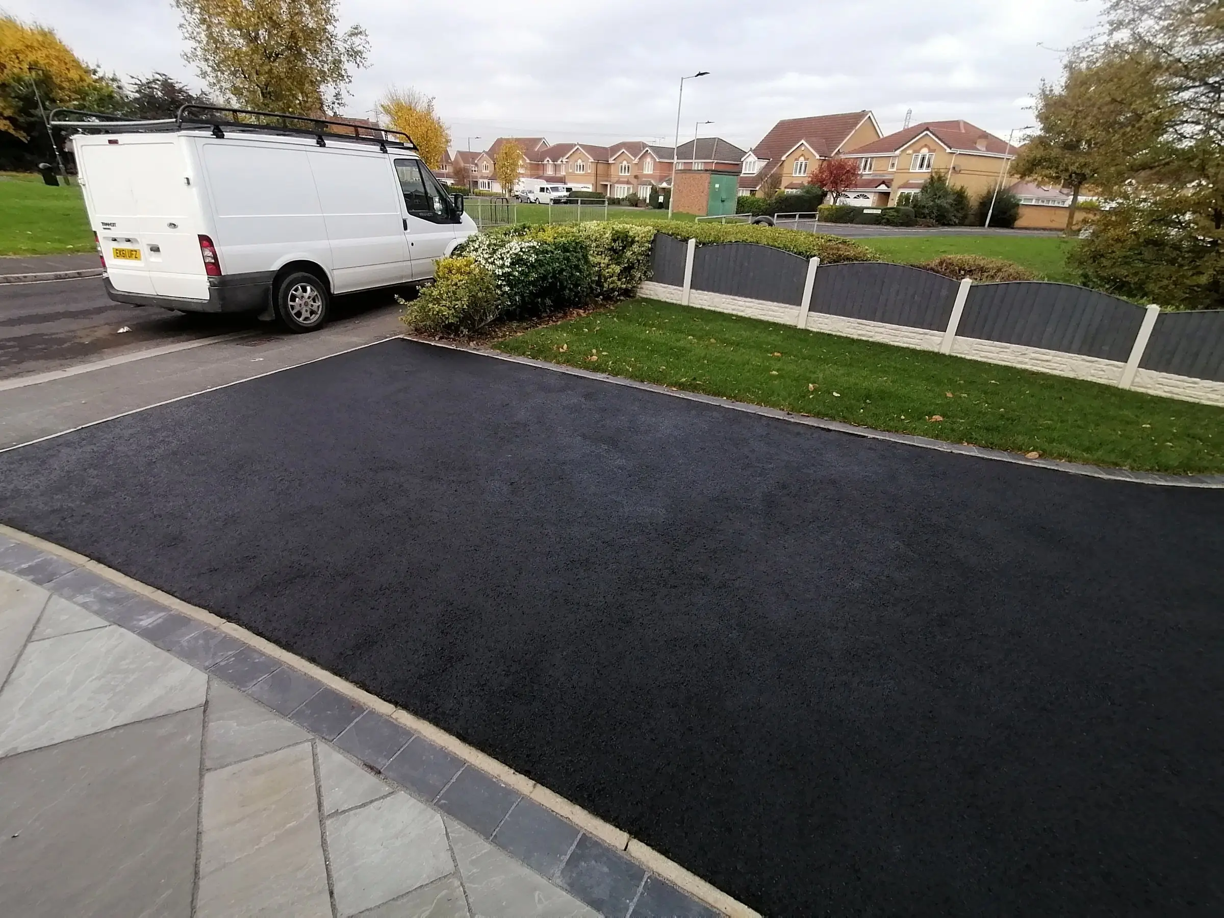 Front garden pathway, lawn, and driveway renewal