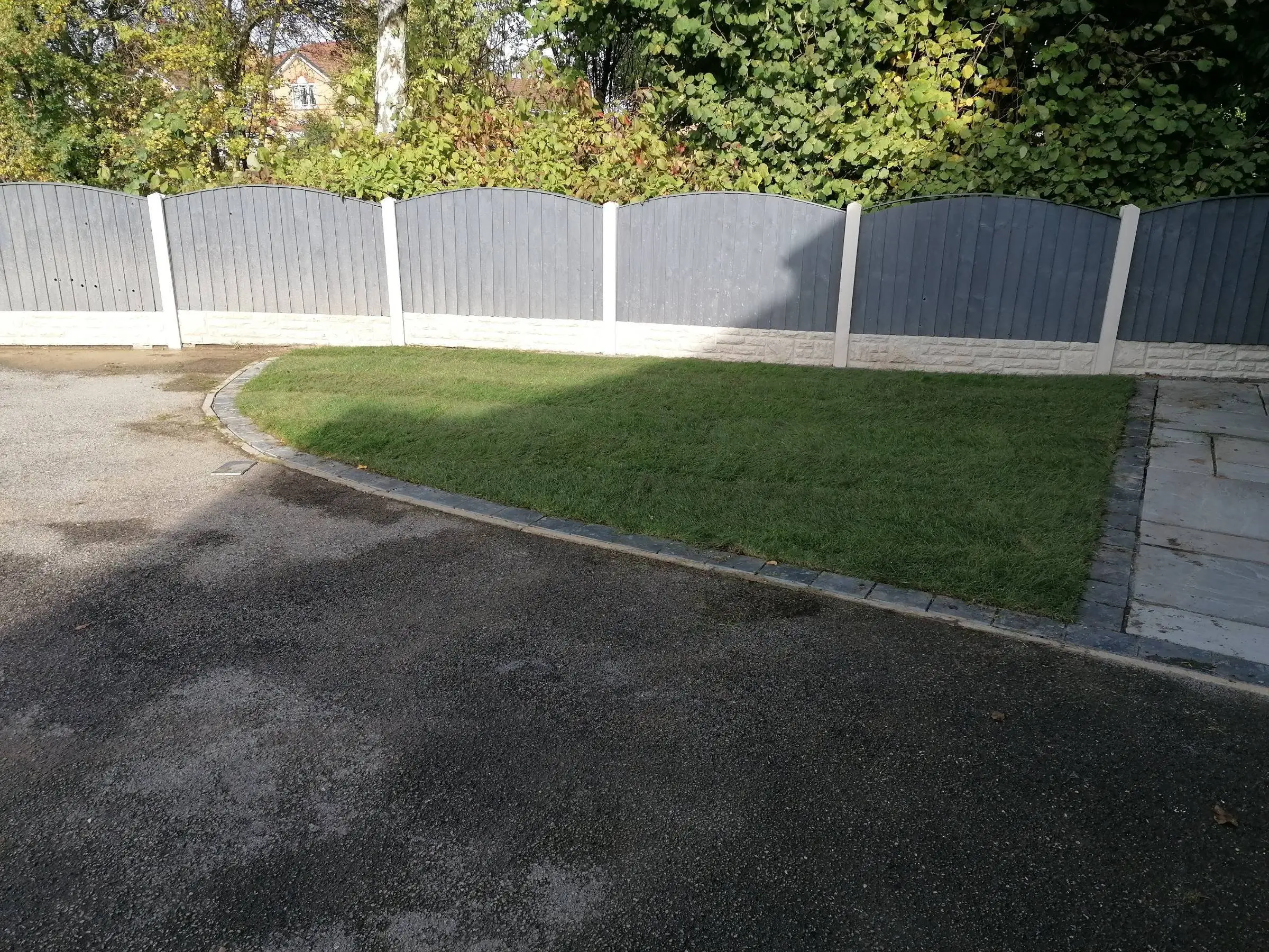 Front garden pathway, lawn, and driveway renewal