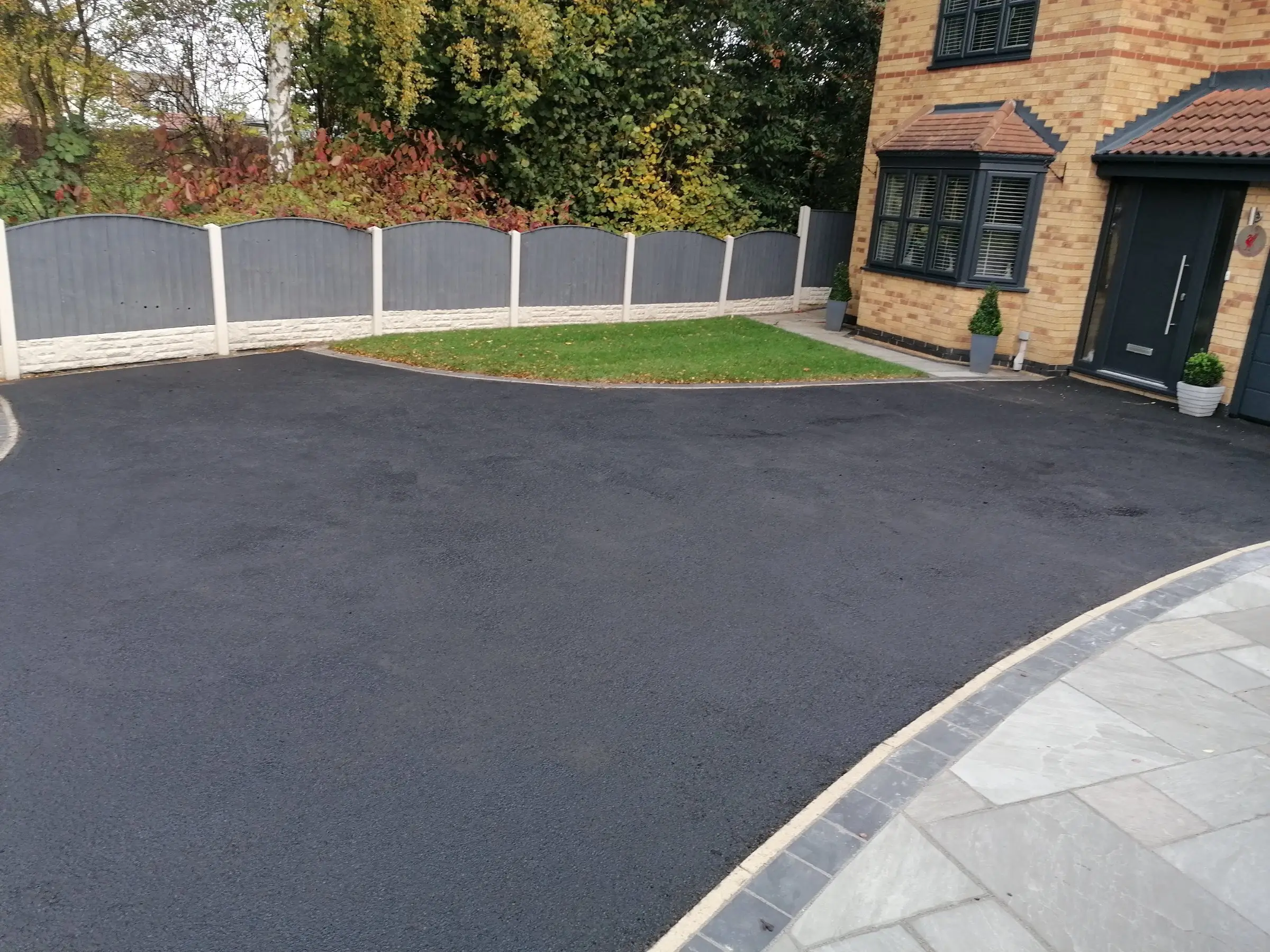 Front garden pathway, lawn, and driveway renewal