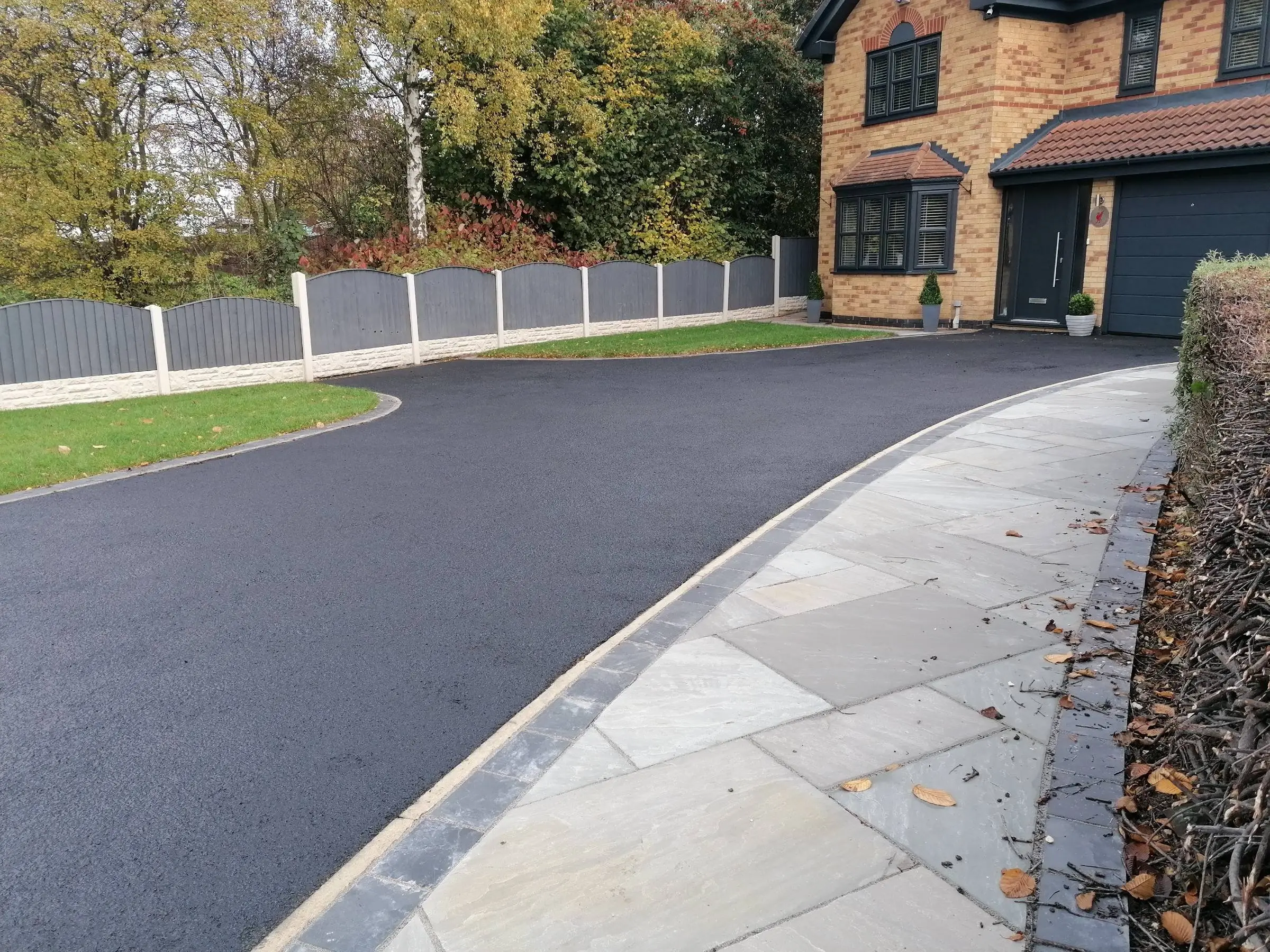 Front garden pathway, lawn, and driveway renewal